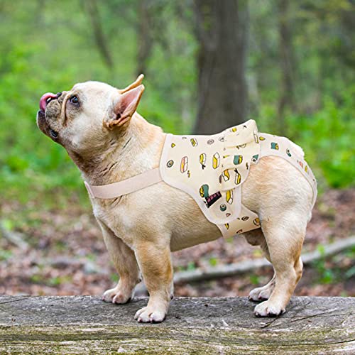 Dog Sanitary Panties With Suspenders，Adjustable Pet Underwear Diaper For Male Female Dogs，Physiological Pants Cotton Jumpsuit Briefs For Teddy Corgi French Bulldog Machine Washable (Medium, Yellow) #TOP6