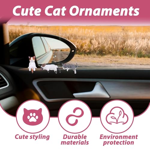 Image of 5pcs Cat Car Accessories,PVC Cat Figurine for Cars Home Garden Decor,Car Decorations Interior Dashboard Accessories (Style 2)