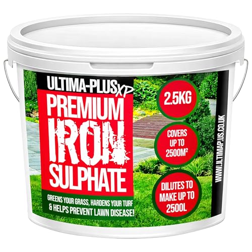Ultima-Plus XP Premium Iron Sulphate - Greens Grass and Hardens Turf for Healthier Lawns & Helps to Prevent Lawn Disease - Makes up to 2500L When Diluted & Covers up to 2500m2 (2.5 kg)