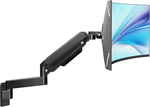 MOUNT PRO Monitor Wall Mount for 22"-49" Ultrawide Flat & Curved Screens | Heavy Duty Single Wall Mount Monitor Arm Holds 44 lbs, Full Motion Adjustable Wall Bracket, VESA Mount 75x75mm/100x100mm