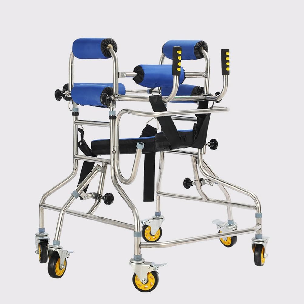Andador infantil vertical con marco de acero inoxidable, andador móvil para rehabilitación de hemiplejia, adecuado para niños de 50 a 59 pulgadas