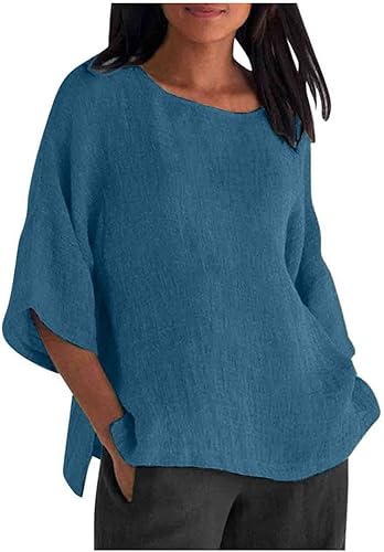 Camisetas de manga corta, media manga para mujer, cuello redondo, color sólido, suelto, Oversiezd