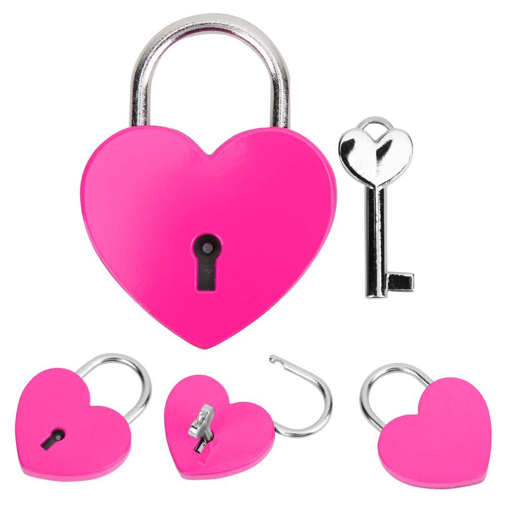 Heart Lock, Colorful Metal Mini Padlock with Key for Jewelry Box