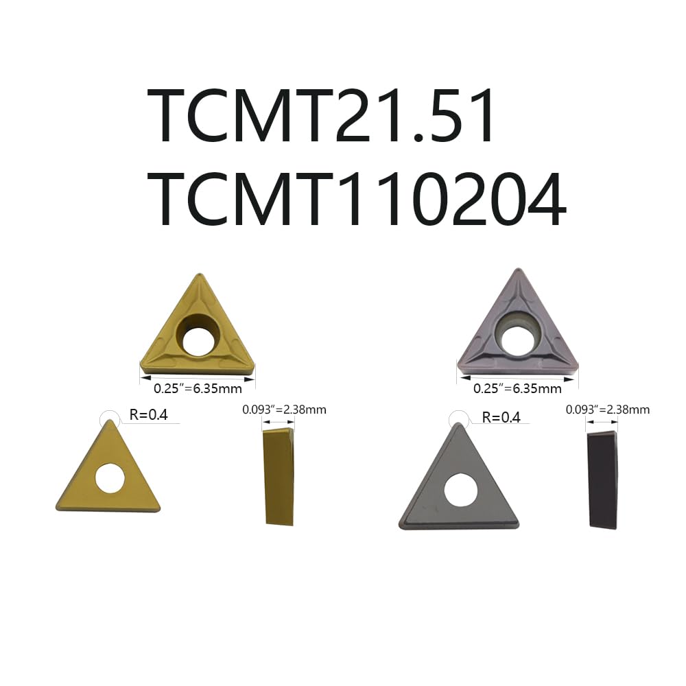MEIRINJS 20pcs TCMT21.51 TCMT110204 Hard Alloy Inserts TCMT Inserts are Used for Turning Tool Holders for Processing Triangular Inserts of Stainless Steel, Steel, and Non-Ferrous Metal Materials