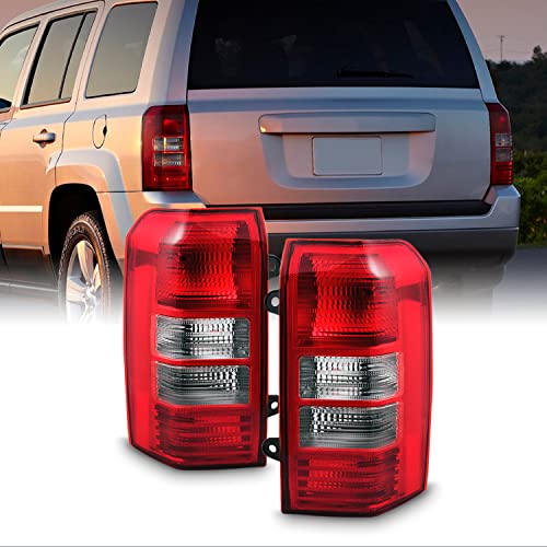 AKKON - For 2008-2017 Jeep Patriot Red Clear Tail Lights Brake Lamps Driver Left + Passenger Right Side Replacement Pair