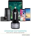 Fospower USB Chargeur de voiture 36W Charge rapide de Qualcomm 3.0 - UL Inscrit Mini Cigarette de recharge rapide à port double LED Adaptateur de Voiture Compatible avec iPhone iPad Airpods Samsung Galaxy Google Pixel Comprimé