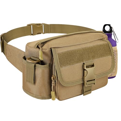 Metal Detecting Waist Bag with Kettle Sleeve Elastic NetPortable Find bag Waterproof Metal Detector Tool Bag for Outdoor Metal Detector Accessory (Tan)