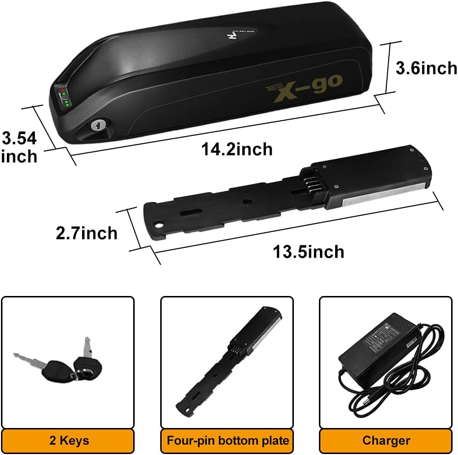 36V 13AH Ebike Battery, Electric Bicycle Battery E-bike Lithium Battery with Charger, 5 Pin Base Plate for 750W 500W 350W 250W Motor (36V 10AH 4Pin)