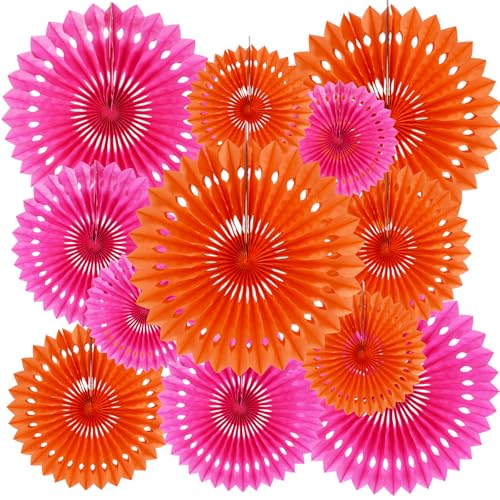 BEISHIDA Honeycomb Round Paper Fans Pink Orange Hanging Party Decoration