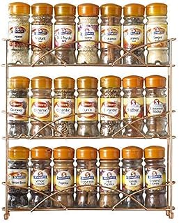 Neo 3 Tier Shelves Free Standing Spice Rack Jar Holder for Kitchen Cupboard Cabinet Storage Organiser (Copper)