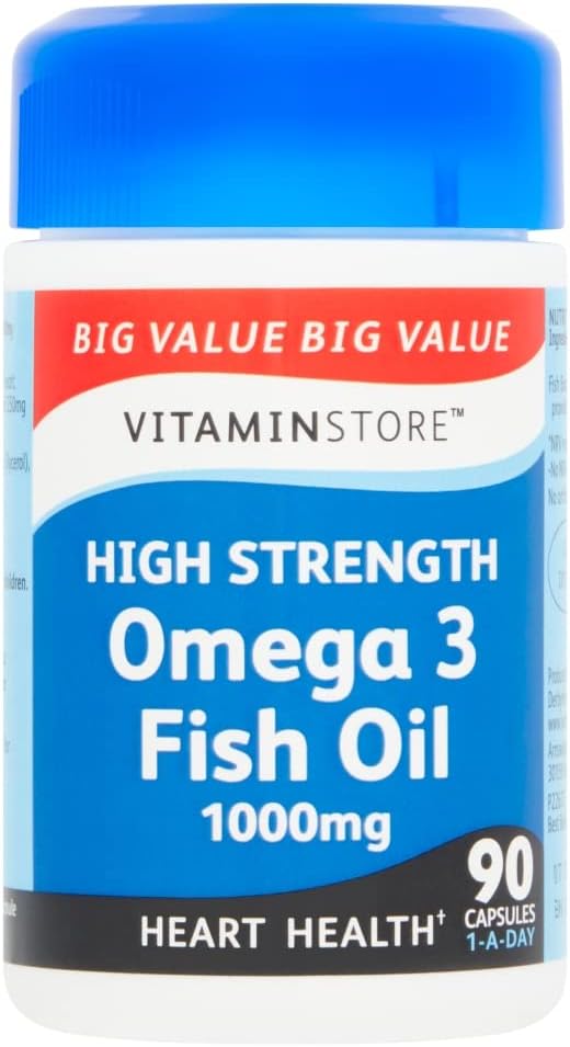 Vitaminstore High Strength Omega 3 Fish Oil 1000mg 90 Capsules 1aDay