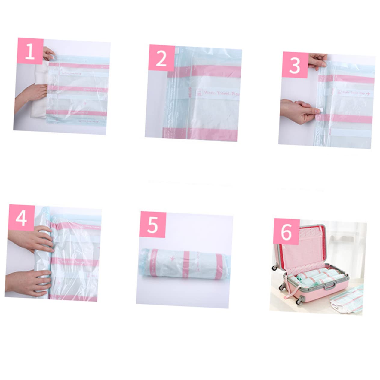 4 Bolsas de Almacenamiento al vacío, Bolsas de Almacenamiento de Ropa, Bolsas de envasado al vacío, Bolsas de Sellado al vacío Reutilizables, Organizador de Ahorro de Espacio, Bol