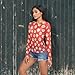 Cartoon Popcorn Red See Through Tops for Women Mesh Sheer Tops Long Sleeve Women Blouse Zipper Handle Camping Swimming Pool Beach Size XXL