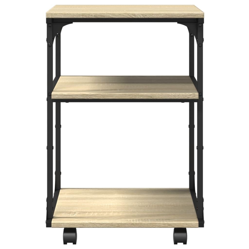vidaXL Soporte de Impresora 3 Niveles Roble Sonoma 43x48x64 cm, Mesa de Impresora, Mesa de Impresora de computadora, Soporte de Impresora con Almacenamiento