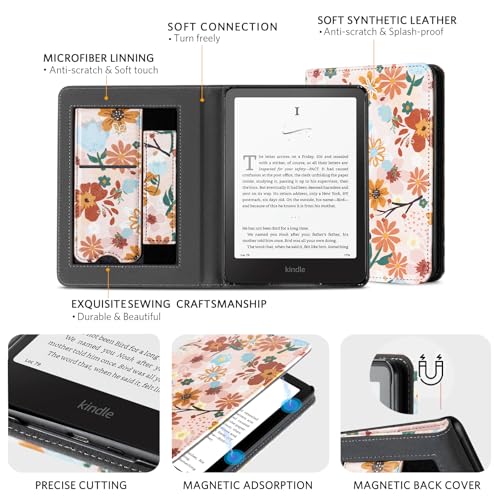 Image of CoBak Stand Case for 7 inch Kindle Paperwhite 12th Gen 2024 and Kindle Colorsoft with Hand Strap - Compatible with iPhone MagSafe, for Samsung /Belkin /Anker Wireless Charging Pads, Durable, Auto Sleep Wake