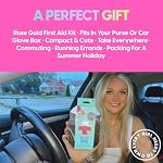 BLINGSTING First AID KIT - Clutch Or Rose avec 75 Fournitures médicales essentielles, Mini Cas d'urgence de sécurité compacte pour voyager, voiture, mamans, bureau, école, maison, randonnée en plein air, camping, backpacking