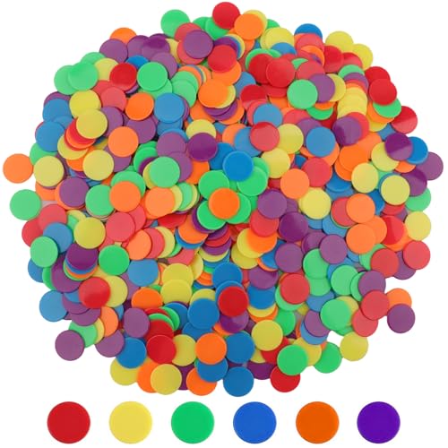 Coopay 300 Pieces Counters Counting Chips Plastic Markers Mixed Colors for Bingo Chips Game Tokens, Contain Orange, Blue, Green, Yellow, Red, Purple Colors