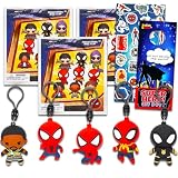 Marvel Bolsas ciegas de Spiderman para recuerdos de fiesta, paquete de 3 – Paquete con 3 llaveros de Spiderman figuras misteriosas más calcomanías, más clips para bolsas para niños y adultos