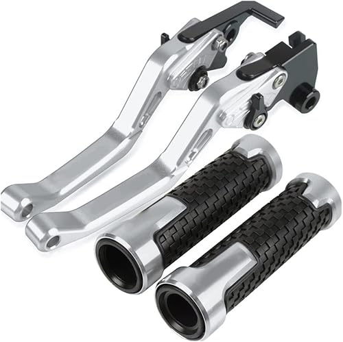 DOUKI for Kawasaki for VERSYS-X250 2017 2018 2019 2020 2021 Motorcycle Handlebar Adjustable Brake Clutch Levers Grips Handle Lever (Color Sliver)