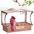 Window Bird Feeder, Metal - with Strong Suction Cups, Large Outdoor for Viewing Bird Watching Gift (Curved)