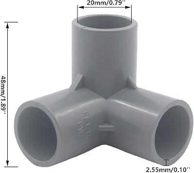 8PCS PVC Pipe Fittings,TTZEZE Heavy Duty Furniture Grade PVC Pipe Connectors,PVC Elbow Corner Fittings for Building PVC Furniture Greenhouse Shed Tent Storage Frame (Grey, 20mm/0.79'' Diameter 3-Way)