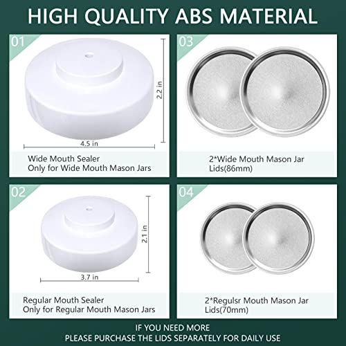 Mason Jar Vacuum Sealer - Food Vacuum Sealer Food Jar Protector Vacuum Sealing Kit For Wide-Mouth And Regular-Mouth Mason Jars,With Manual Vacuum Pump And Lid Opener For Storage Food & Making Ferment #TOP2