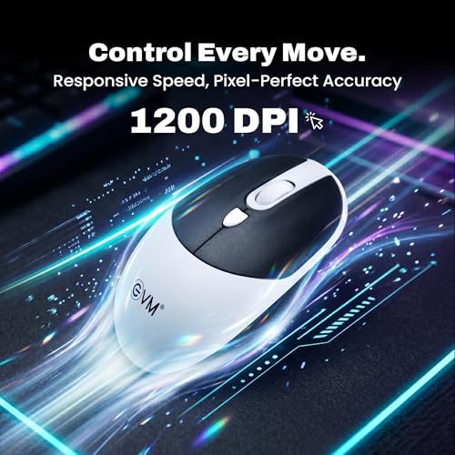 Image of EVM 2.4GHz Wireless Mouse with USB Receiver | 1200 DPI Optical Sensor | 4 Keys Ergonomic Mouse | Smooth Tracking | Wireless Mouse for Laptop, Desktop & Mac | EWLM-540-Black