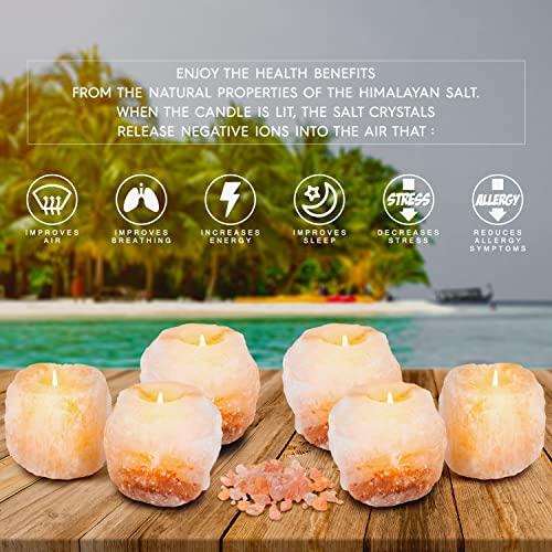 Nevlers 2.5 Lbs 6 Pack Natural Himalayan Salt Tea Light Candles Holder | Great Room Décor #TOP2
