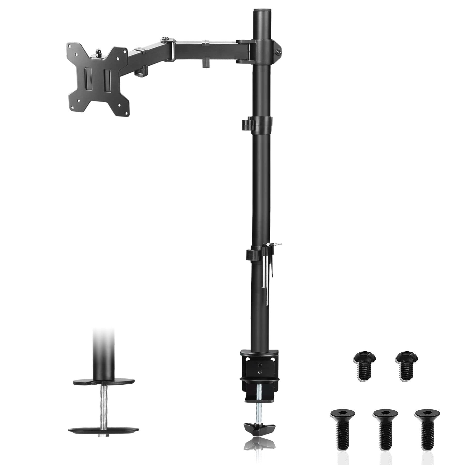 Suptek Single Monitor Arm, Tall Monitor Stand 80cm Pole, Max Load 10kg, Monitor Arm Desk Mount for 13-32 inch Screens PC Monitor & Projector Stands - Desk Mounted Ergotron Monitor Mount MD6821