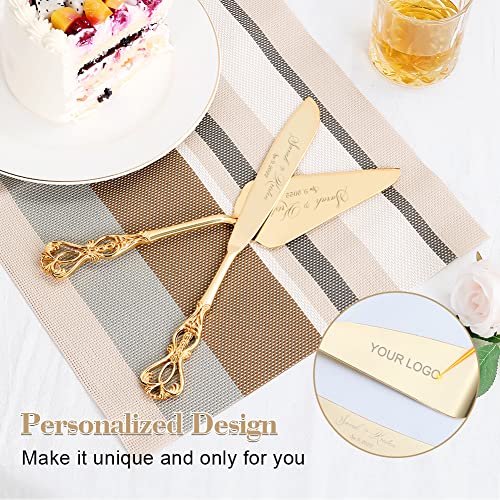 Vomiceak Cake Cutting Set For Wedding, Personalized Gold Cake Knife And Server Set, Custom Cake Serving Set, Engraved Pastry Pie Server Cake Pizza Cutter, Birthday Gift For Cake Lover #TOP3