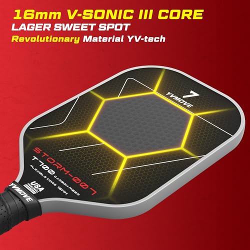 Image of USAPA Approved 6-Layer Construction T700 Carbon Fiber Pickleball Paddle, 16mm Thermoformed Pickleball Racket with High Spin & Extended Grip, Professional Pickleball Paddle for Control and Power