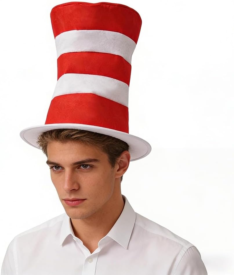 Red and White Striped Stovepipe Hat Top Hat Cosplay Halloween Costume Accessories For Adult