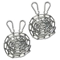 PONEZG 2 Stück Edelstahlkette Meterware 100cm Φ4mm mit M6 Karabiner *4, Gliederkette Meterware Stahlkette Kette Edelstahl Regenablaufkette Metallkette mit Karabiner Stainless Steel Chain(Φ4mm, 1M)