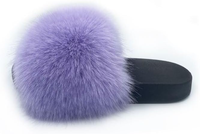 Women's Faux Fur Slides Slippers Fluffy Fuzzy Sandals Open Toe Furry Slide Flip Flop Indoor Outdoor - Image 6