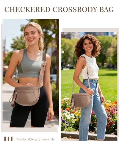 MIVELOYA Checkered Crossbody Bag for Women, Spacious Checkered Bum Bags Nylon Fanny Packs with RFID Coin Purse for Daily & Travel — view 2