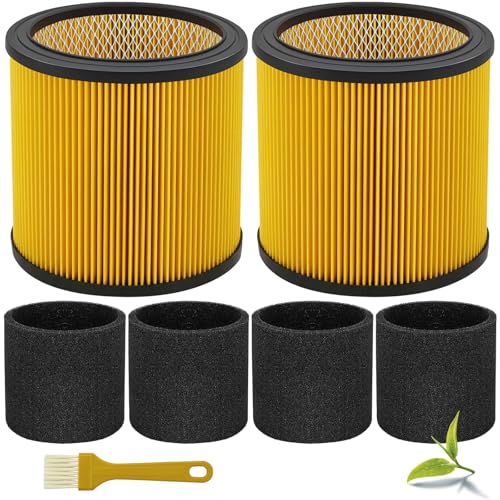 LVJUSEN Replacement Filter for Vacmaster 5-20 Gallon/Hart Shop Vacuum 5-17 Gallon Replaces Hart VCFS 3701 Filter/VCFF Filter Fits most Shop-Vac/Craftsman Vacuum with 4x Wet Foam Sleeve