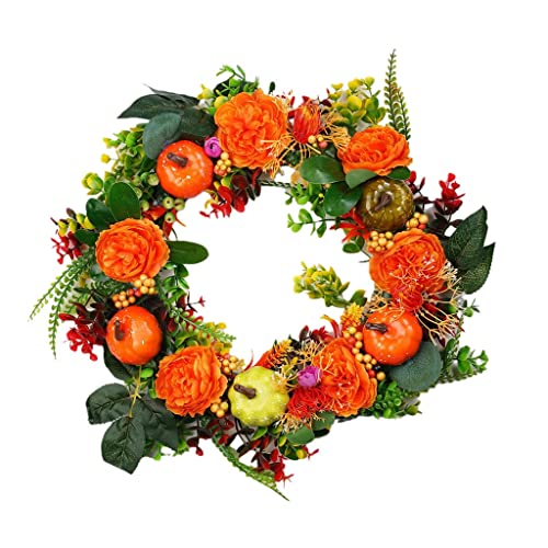 Couronne d'automne de porte d'entrée au design rustique et finitions soignées