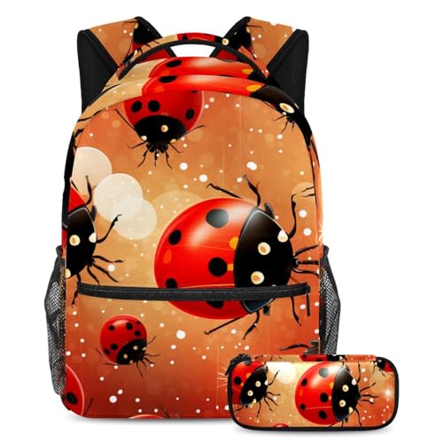 Sac à dos grande capacité anti-désordre motif coccinelle pour trajets et école ados