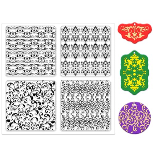 CHGCRAFT Retro Flowers Polymer Clay Texture Sheets VintageClay Modeling Pattern Pad Embossing Folders Clay Polymer for DIY Jewelry Making Craftwork Polymer Clay Earrings Tools,5.5x5.5Inch