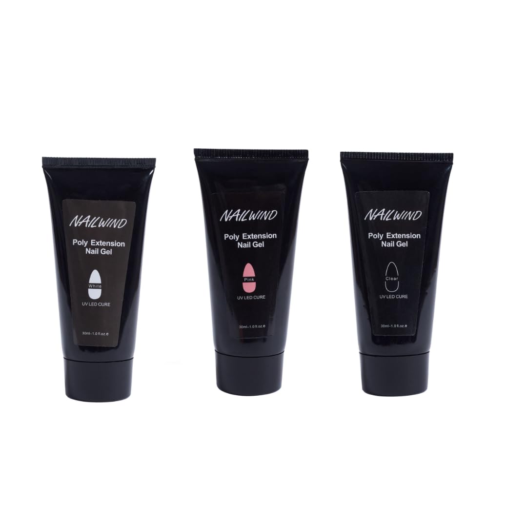 Polygel Quick Upgrade Poly Gel Finish Kits, Polygel Nail Kit Builder Gel,Nail Extension Gel Trendy Nail Art Design Salon Nail Easy DIY At Home For Woman Girls (Clear, 30ml)