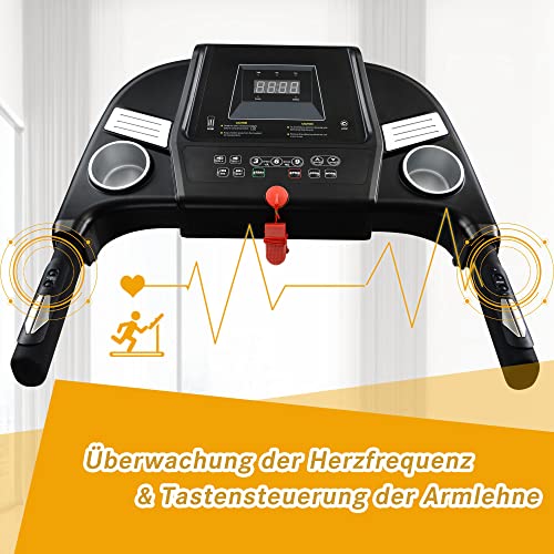 Foto von Merax Laufband elektrisches Laufband Klappbar, 1,5Ps, 12 Km/h, 12 Laufprogramme Tablet Halterung USB, AUX and Bluetooth connectivity and LED Display, 133 * 63 * 106 cm