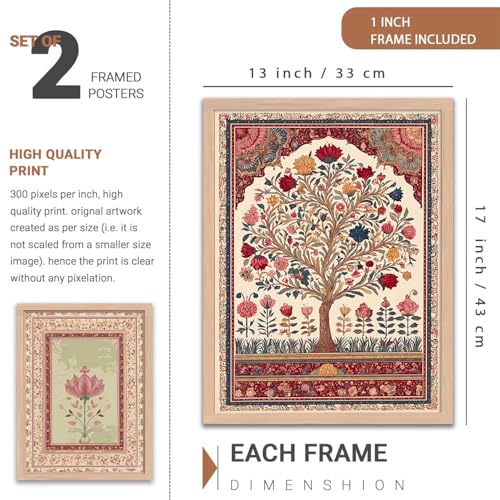 Image of kotart Indian Traditional Art Wall Painting Home Decoration With Frame For Living Room Bed Room Hotel Wall Decor Digital Reprint Engineered Wood Set of 2 (13X17 INCH)