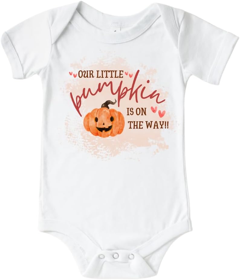 Little Pumpkin On The Way Thanksgiving Pregnancy Announcement Onesie, Fall Baby Announcement to Grandparents, Thanksgiving Announcement Onesie, Husband, Family. Baby Reveal, Surprise