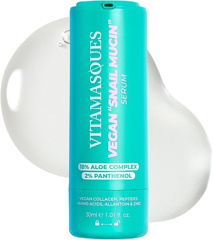 Vitamasques Sérum hidratante facial vegano com mucina de caracol, complexo de aloe vera e inhame-selvagem – 30 mL