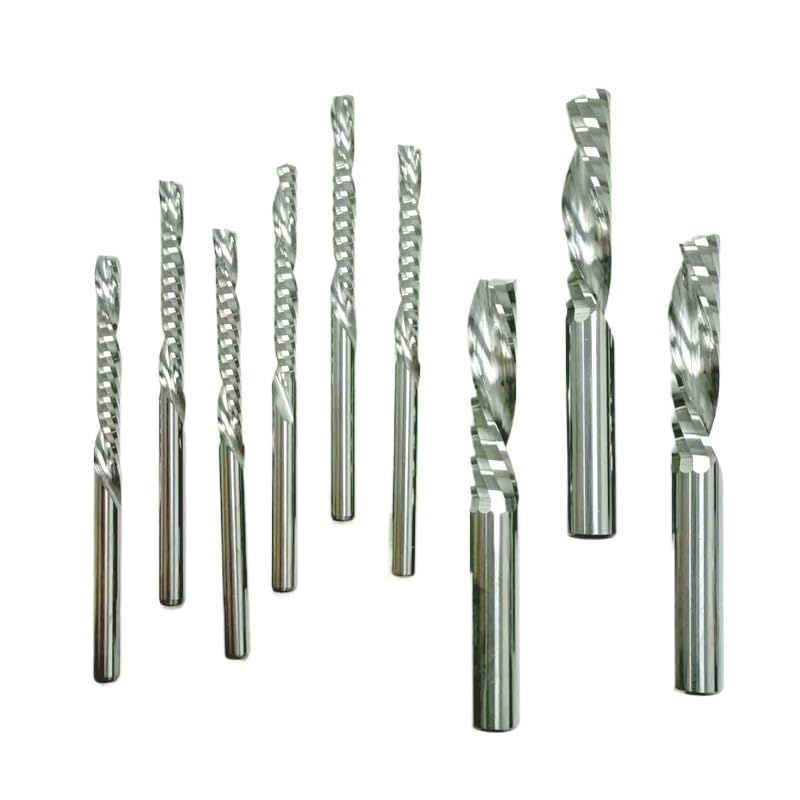 10 Stück Linksspiralfräser, einschneidiger Abwärtsfräser, CNC-Schaftfräser, Hartmetall(6x6x12x50)