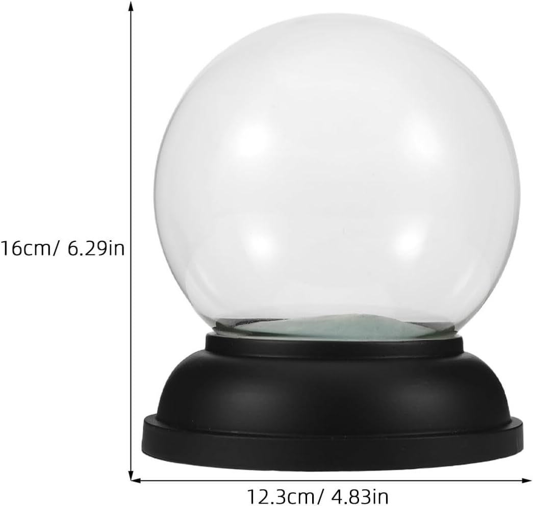 Clear Glass Fillable Snow Globe Kit with Black Resin Base DIY Craft Supplies for Holiday Decorations Wedding Centerpieces and Christmas Snow Globe Making