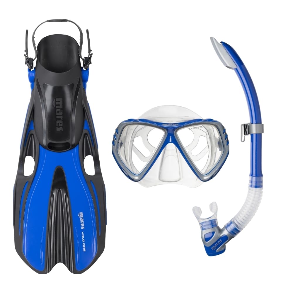 Mares Set Volo One Splash - Kit Palmes Masque Tuba Adulte, Technologie OPB, Verre Trempé, Tuba Semi-Dry
