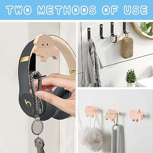 Wandhaken für Kinder, 4 Stück Tierhaken aus Holz mit 4 Einzelhaken aus Metall, Mehrzweckhaken aus Holz für Kinder zum Aufhängen von Kleidung, Schals, Hüten und Schlüsseln