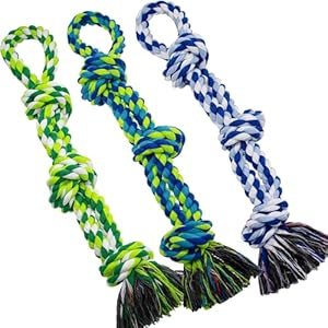 [3 Pack] Dog Rope Toys, Indestructible Dog Toys for Large and Medium Aggressive Chewers, Heavy Duty Dog Rope Toy for Large Breed, 100% Cotton Tug of War Dog Chew Toys for Boredom, Teeth Cleaning