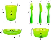 Vista 7 de Kids Plastic Dinnerware Set of 36 Multi Color Pieces (Plates, Bowls, Cups and Flatware) - Reusable, BPA-Free, Dishwasher Safe and Microwaveable